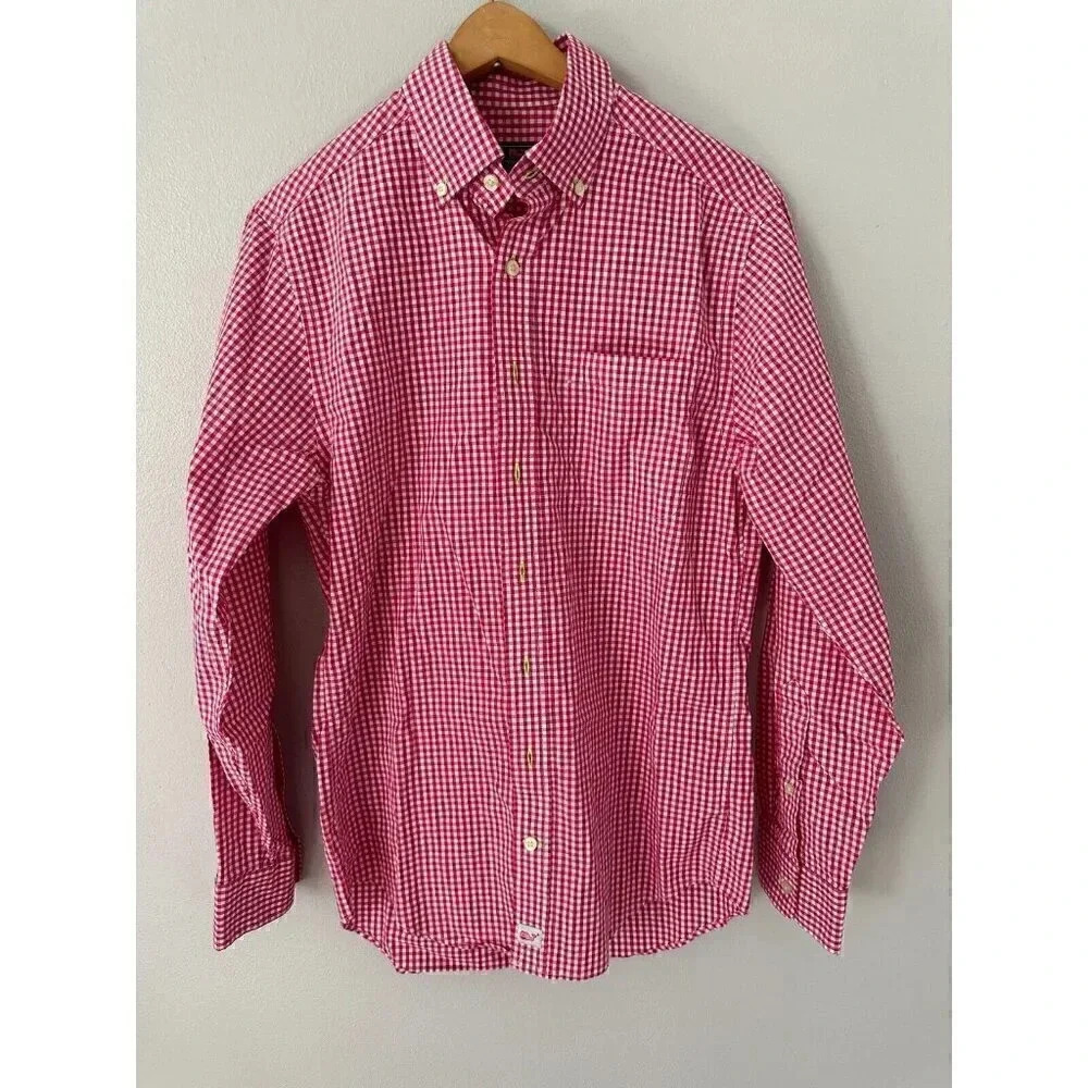 Vineyard Vines Slim Fit Murray Pink Plaid Oxford sz Small